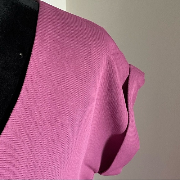 VINCE. Pink Rolled Short Sleeve Two Pocket V-Neck Mini Shift Dress EUC Size M - Picture 8 of 12